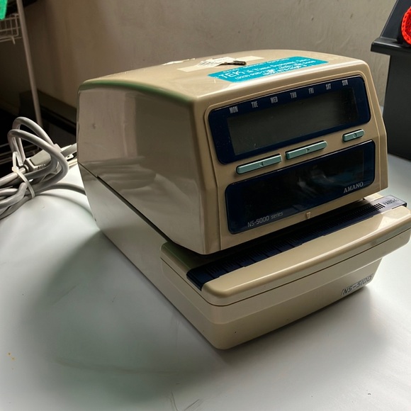 Used Amano NS-5000 electric time stamp w/original key. Works great! - Picture 1 of 10